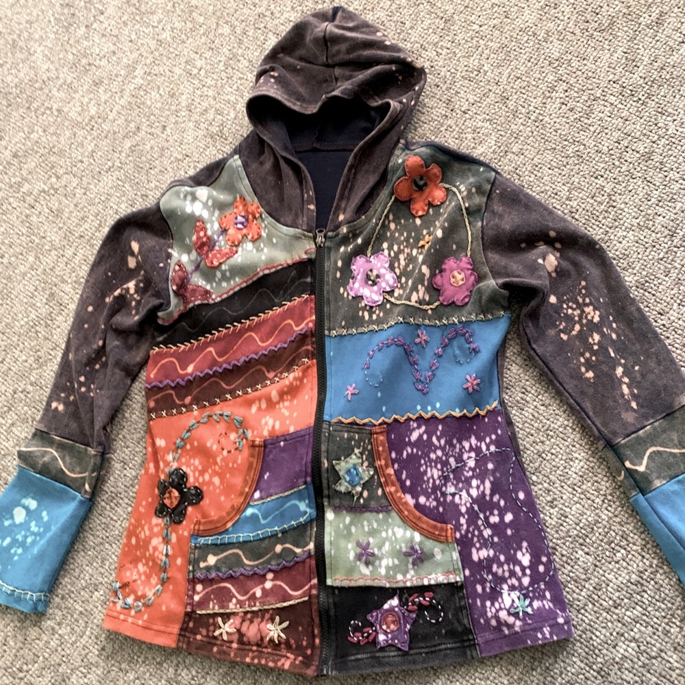 Hippie style zip up sweatshirt